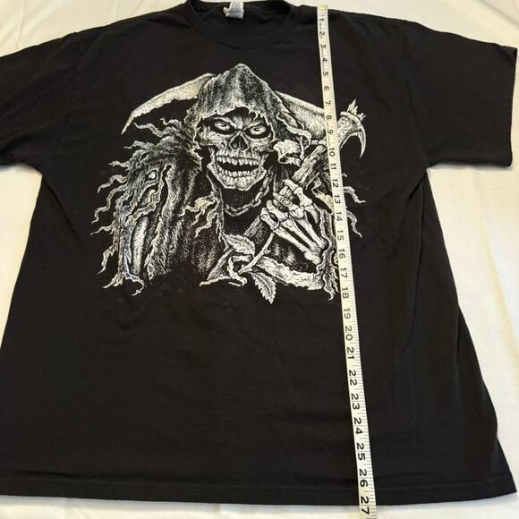 Delta Pro Weight Grim Reaper Scythe Graphic Tee Black L Vintage Style - Picture 7 of 8